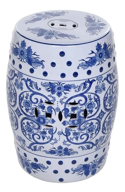 Puff Ceramico Harbin Floral Azul Anjos - Puffs - Magazine Luiza